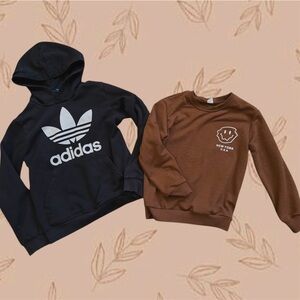 Black adidas hoodie brown crew sweatshirt smiley New York unisex